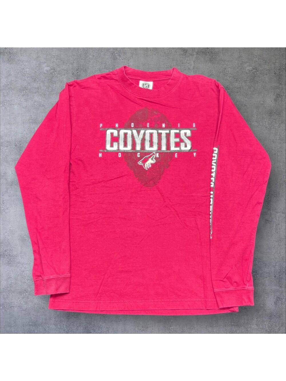 Vintage Y2K Nhl Phoenix Coyotes Hockey Big Center Logo Long Sleeve Red Tee Sz M